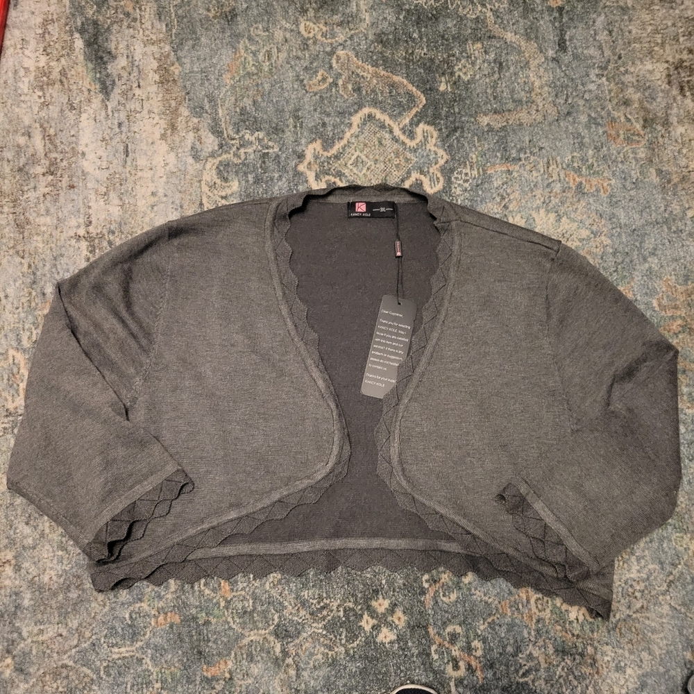 NWT Kancy Kole Gray Cropped Shrug size 3XL